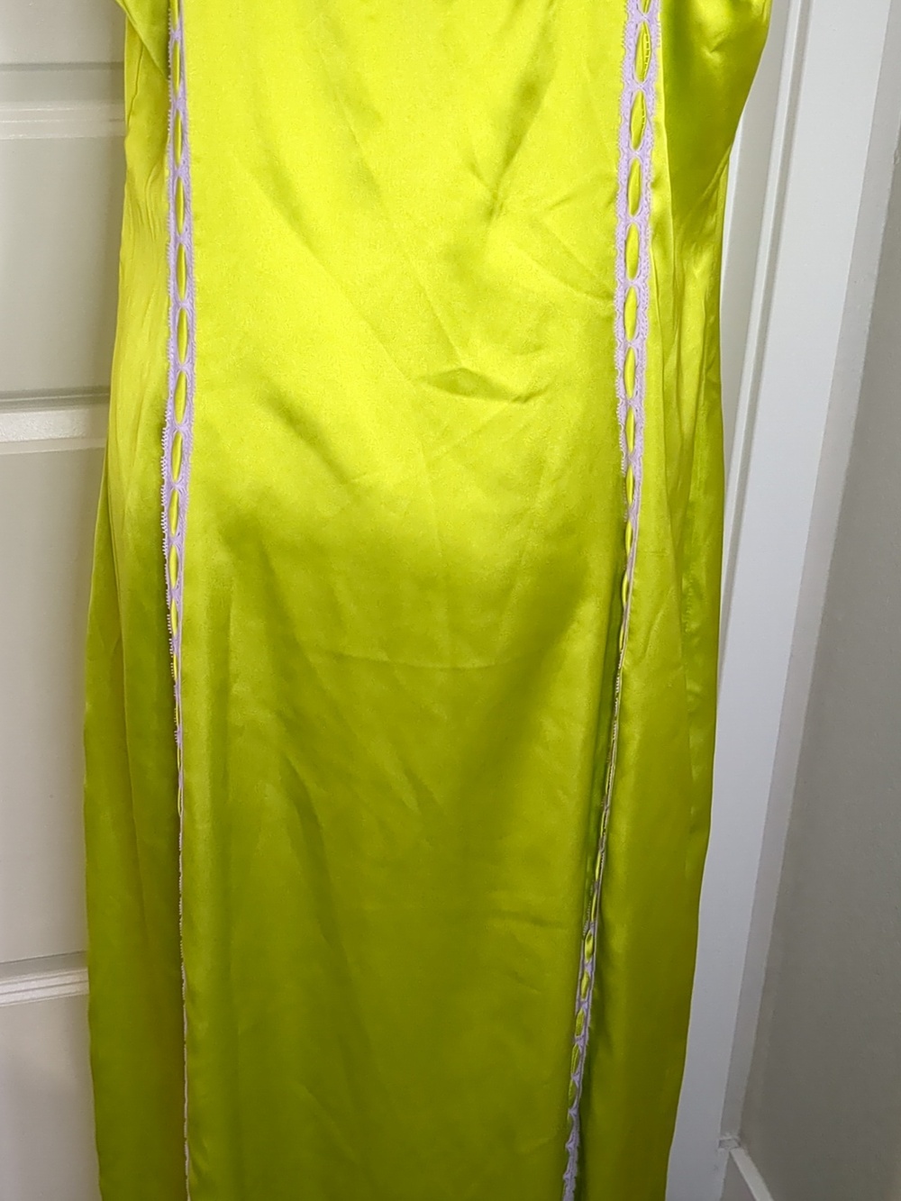 Betsey Johnson X Forever 21 Lime Green Satin Maxi Dress Plus Size - Picture 10 of 15
